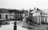 Foundry Square in Hayle with The White Hart & Cornubia Biscuits - Image: R.Williams, HCA